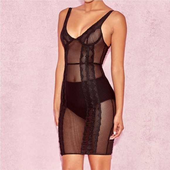House of CB Romi Black Lace Underwire Nightie Dress, Size XSmall, retail $149 - Picture 4 of 10
